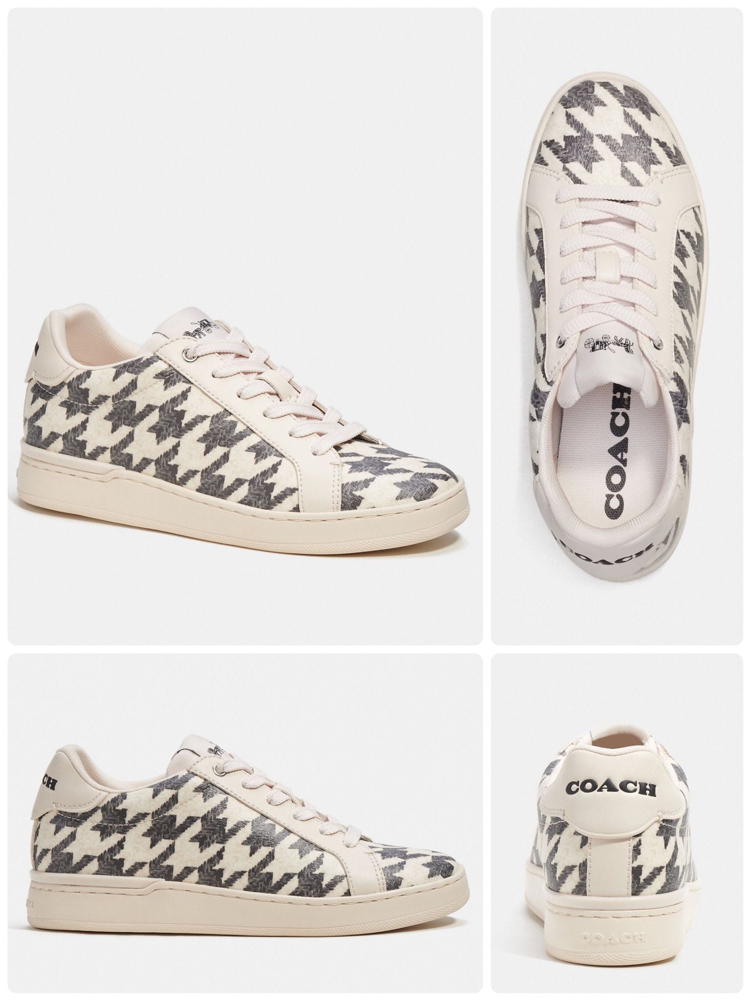 Coach Clip Low Top Sneaker With Houndstooth Print