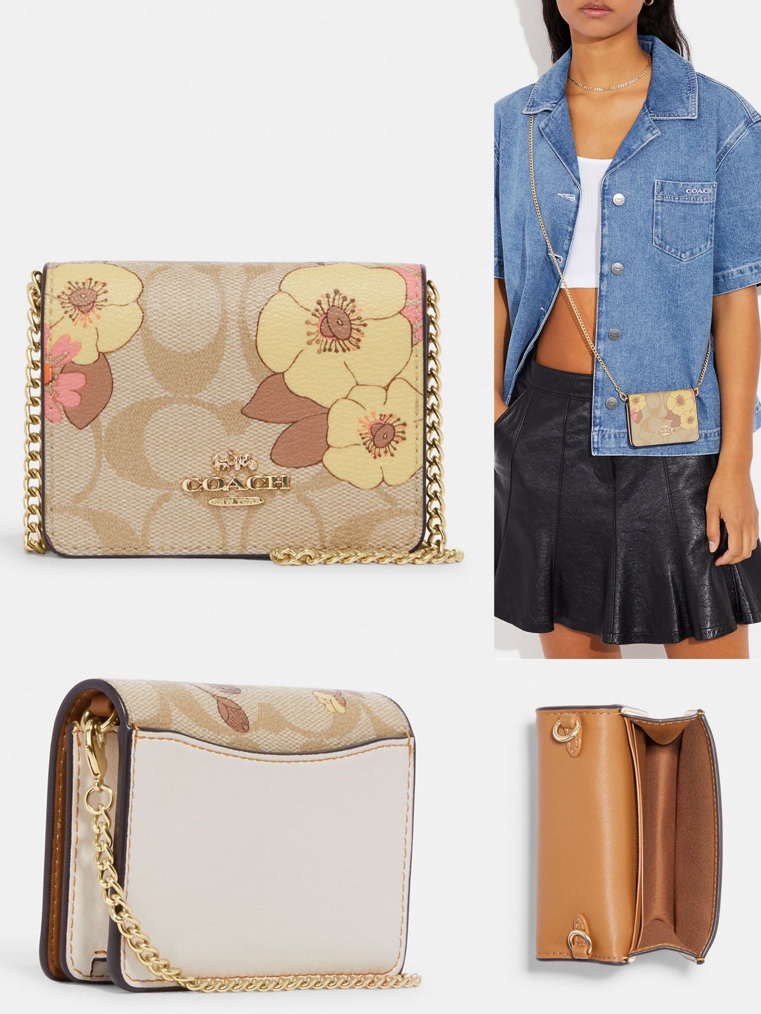 COACH®  Envelope Clutch Crossbody In Signature Canvas With Floral Applique