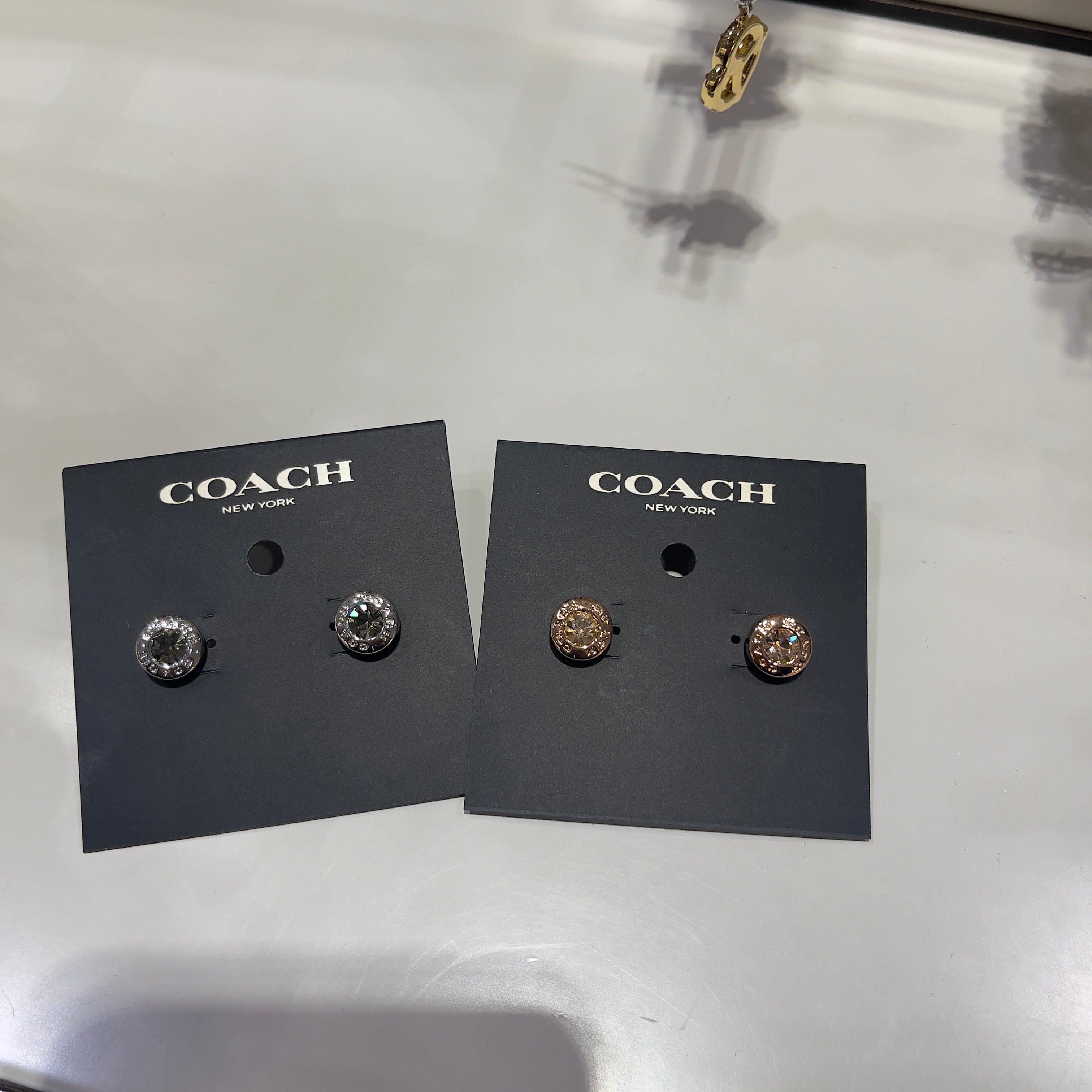 Coach Open Circle Stone Stud Earrings