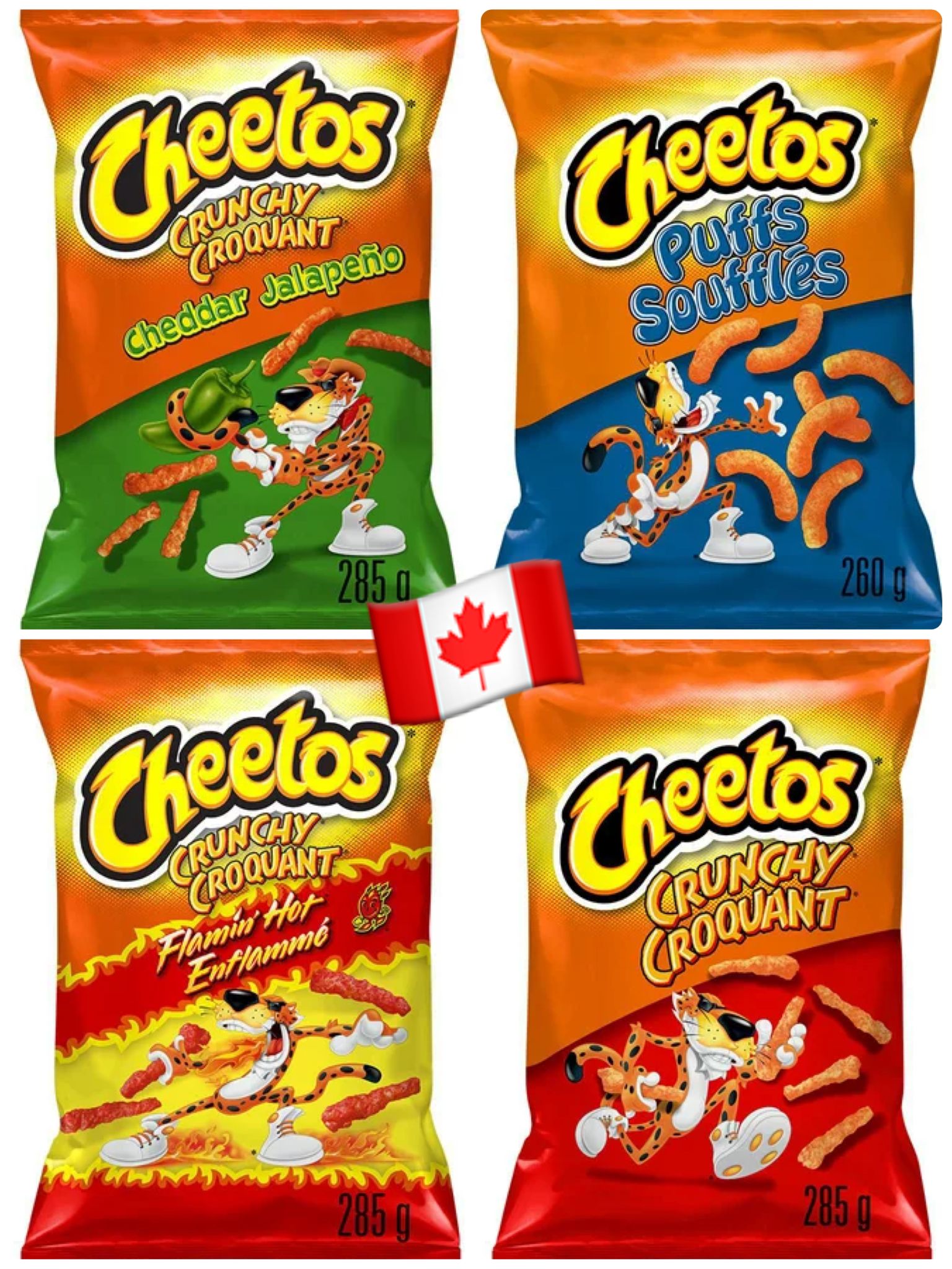 Cheetos Cruchy, Puffs, Flamin' Hot, Jalapeno 285/260g (SAVE IN BULK)