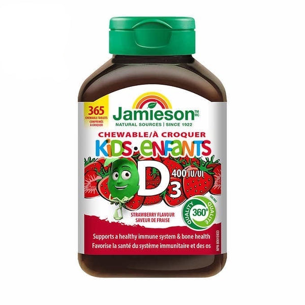 Jamieson Vitamin D3 for Kids 健美生兒童維生素D3 400 IU (草莓口味) 咀嚼錠365粒