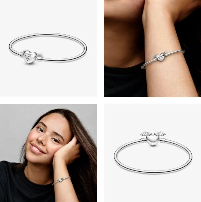 PANDORA Pandora Moments Winged Heart Bangle