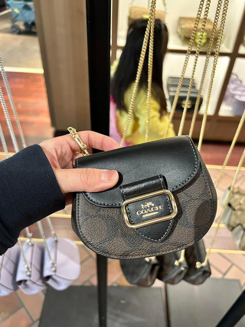 Coach Morgan Card Case On A Chain In Signature Canvas