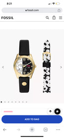 Barbie™ x Fossil Special Edition Three-Hand Black Leather Watch and Interchangeable Strap Box Set