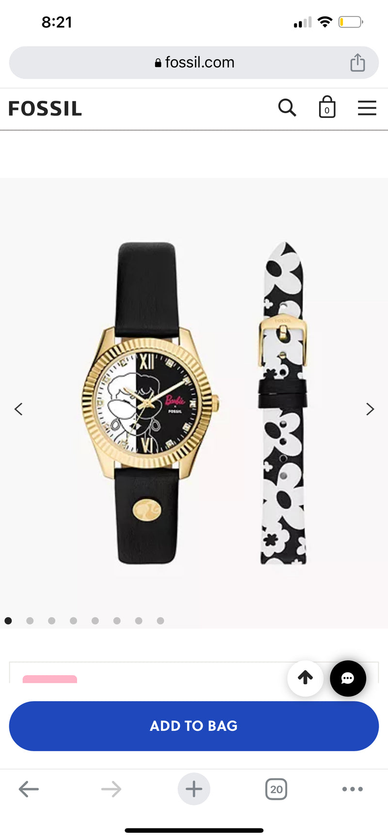 Barbie™ x Fossil Special Edition Three-Hand Black Leather Watch and Interchangeable Strap Box Set