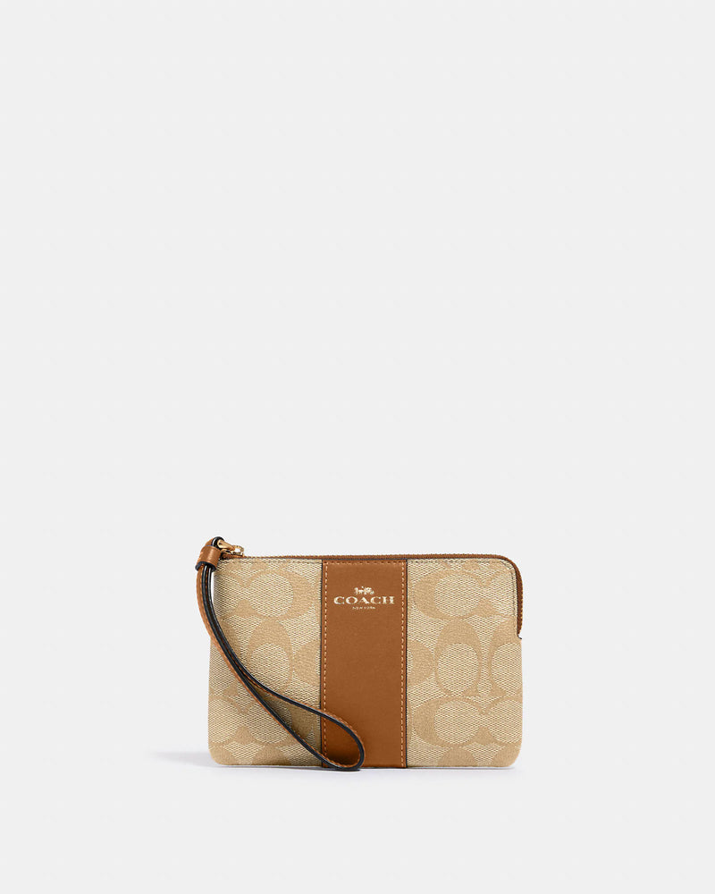 Coach Medium Corner Zip Wristlet in Signature Canvas