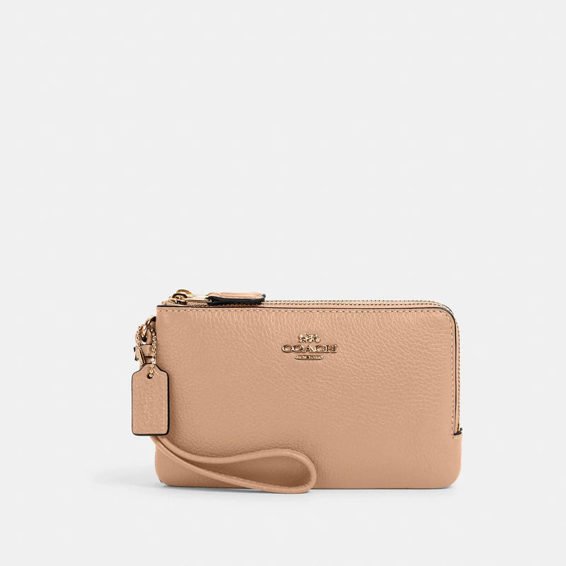 Coach Double Corner Zip Wristlet In Signature Canvas