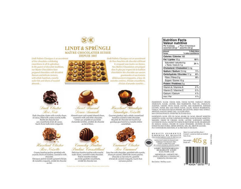 Lindt and Sprungli Pralines Classic Chocolate 瑞士蓮Lindt貴族金盒朱古力 405g