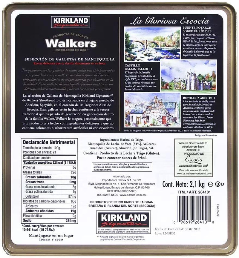 Kirkland Signature Walkers Selection Shortbread Cookies Walkers 香濃純牛油味曲奇餅勁量裝2.1 kg