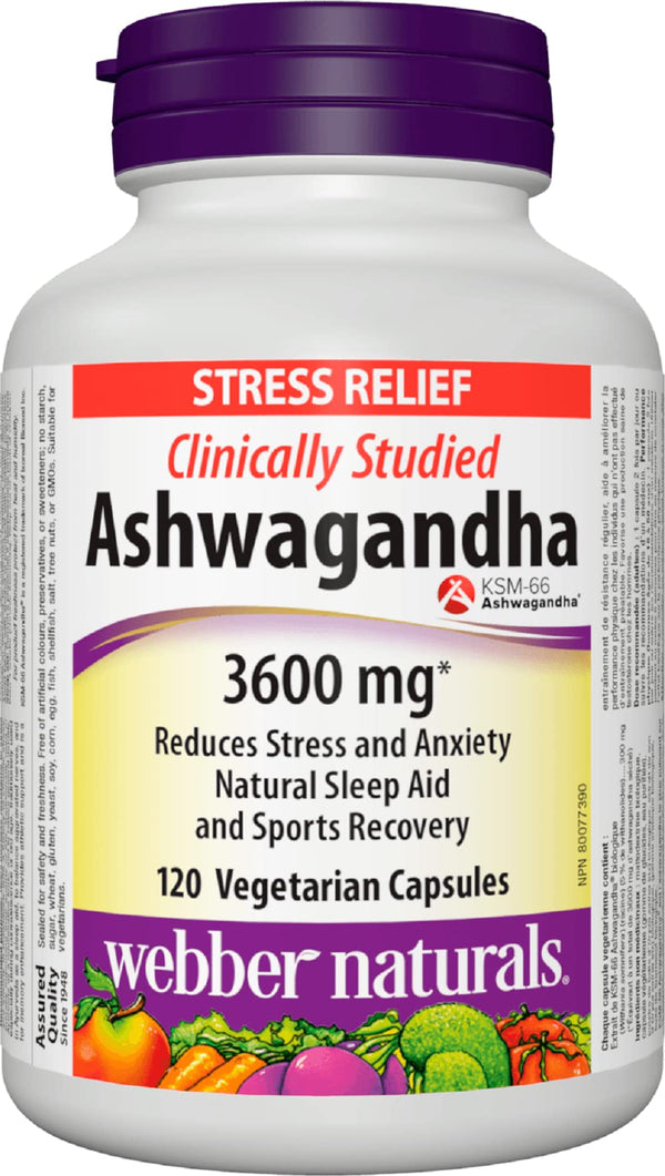 Webber Naturals Ashwagandha 3600mg Stress Relief 120 capsules印度人參素食膠囊 (120粒)