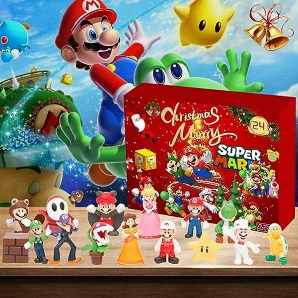 Christmas Advent Calendar 2023, Christmas Countdown Calendar with 24pcs super Mario Calendar 24 Days Blind Box