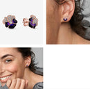 PANDORA Deep Purple Pansy Flower Stud Earrings