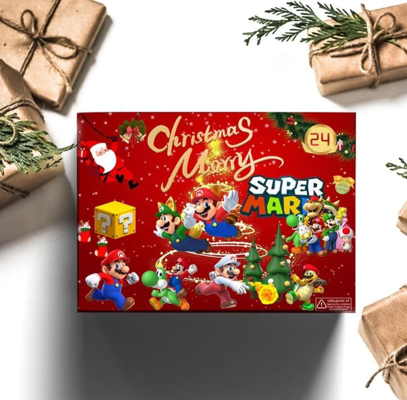 Christmas Advent Calendar 2023, Christmas Countdown Calendar with 24pcs super Mario Calendar 24 Days Blind Box