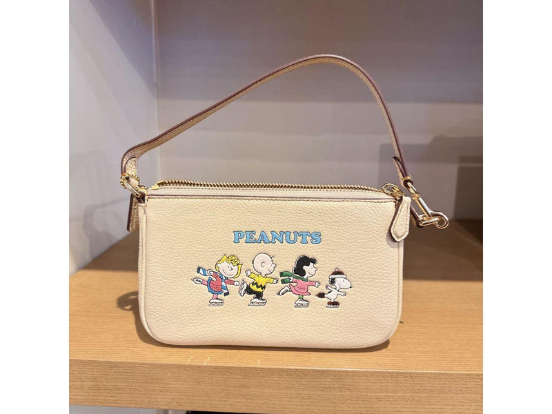 Coach X Peanuts Nolita 19 With Snoopy And Friends Motif In Gold/Ivory Multi