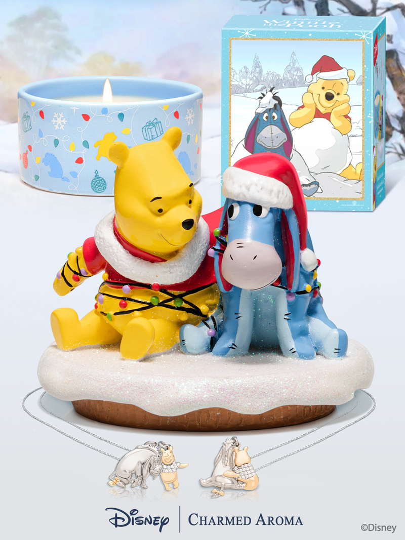 Charmed Aroma -Disney Winnie the Pooh & Eeyore Candle and Jewelry Tray -Necklace Collection