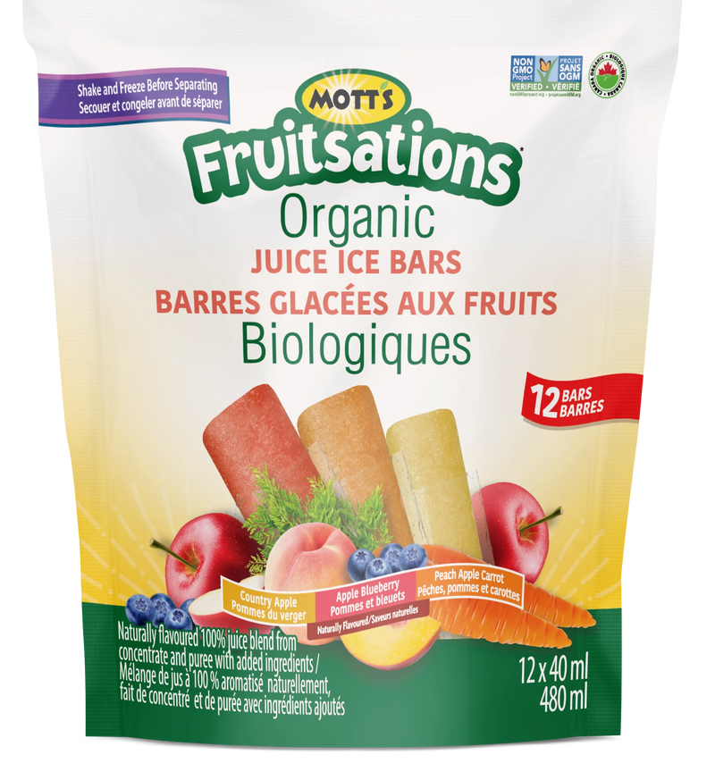 MOTT'S FRUITSAITIONS ORGANIC JUICE ICE BARS 12 PACKS