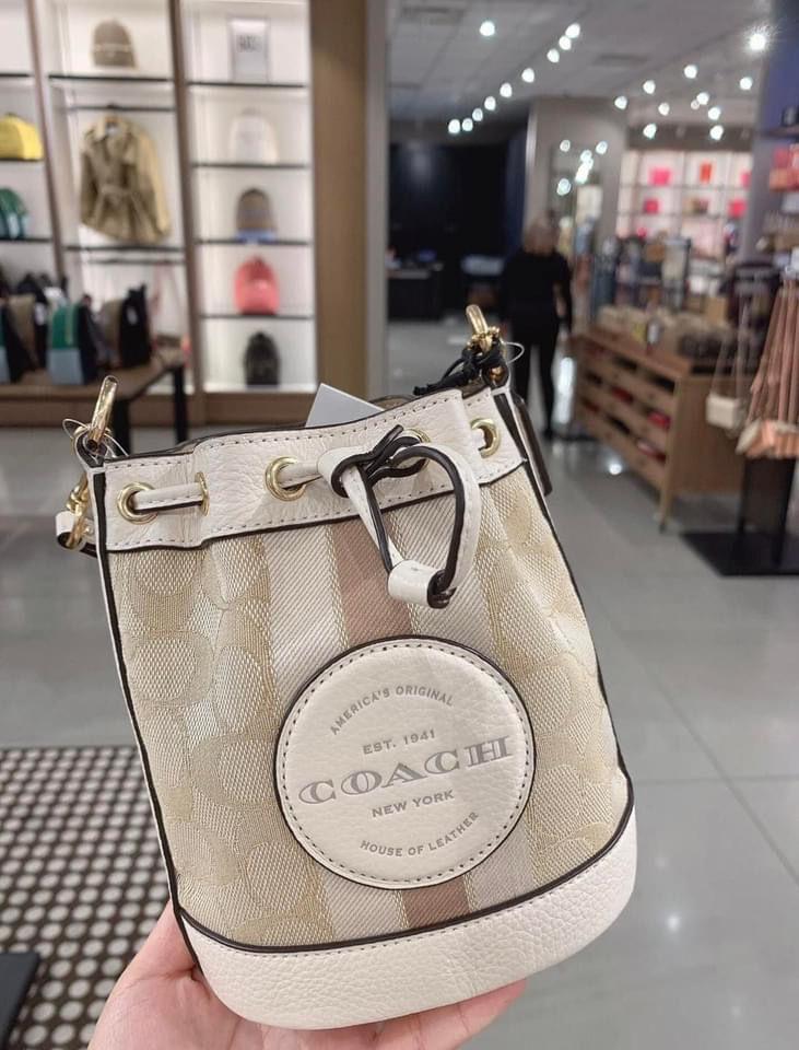 COACH Mini Dempsey Bucket Bag In Signature Jacquard With Stripe And Coach Patch