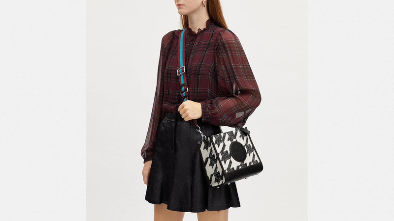 Coach Dempsey Tote 22 With Houndstooth Print And Patch