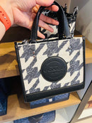 Coach Dempsey Tote 22 With Houndstooth Print And Patch
