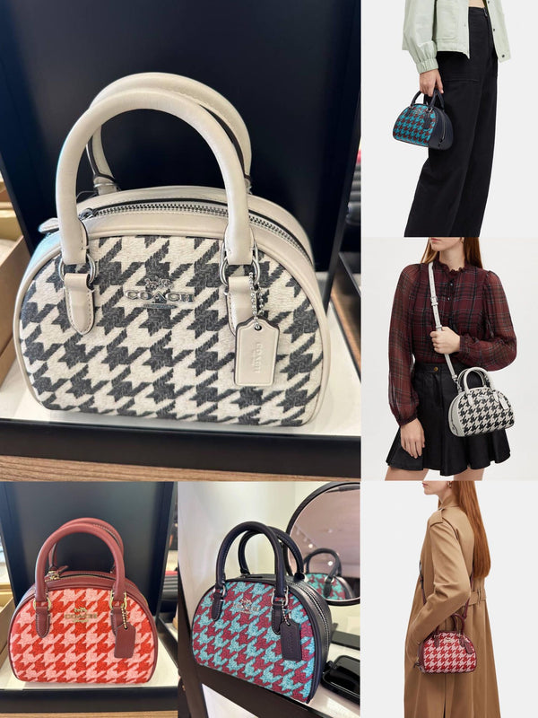 Coach Sydney Satchel With Houndstooth Print