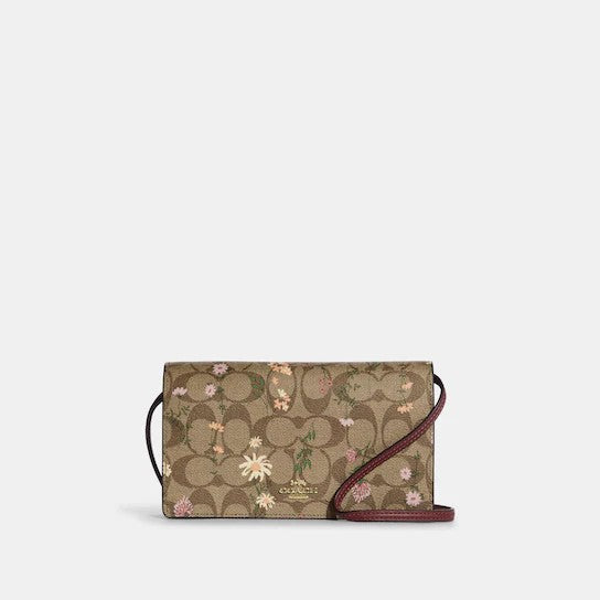 Coach Anna Foldover Clutch Crossbody In Signature Canvas With Wildflower Print