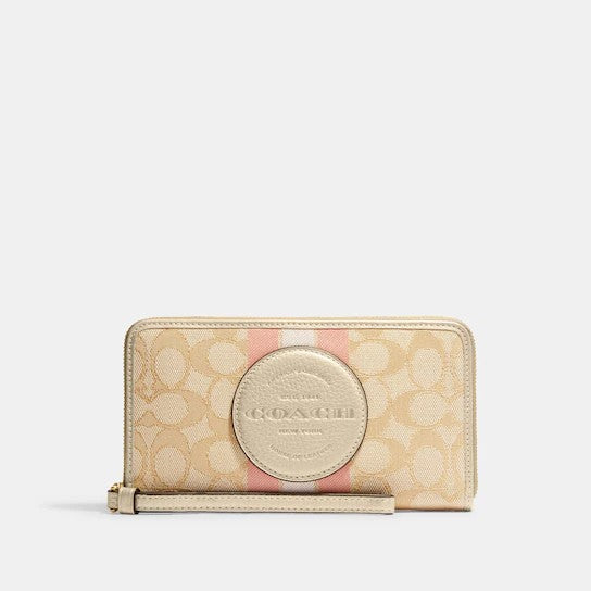 Coach Dempsey Large Phone Wallet In Signature Jacquard With Stripe And Coach Patch