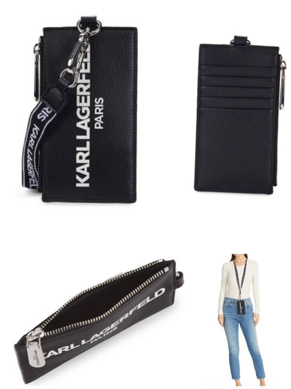 Karl Lagerfeld side zip card case Lanyard