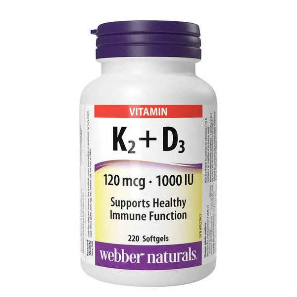 Webber Naturals Vitamin K2+D3 120 mcg / 1000 IU - 維他命K2+D3 120mcg 勁量裝220粒