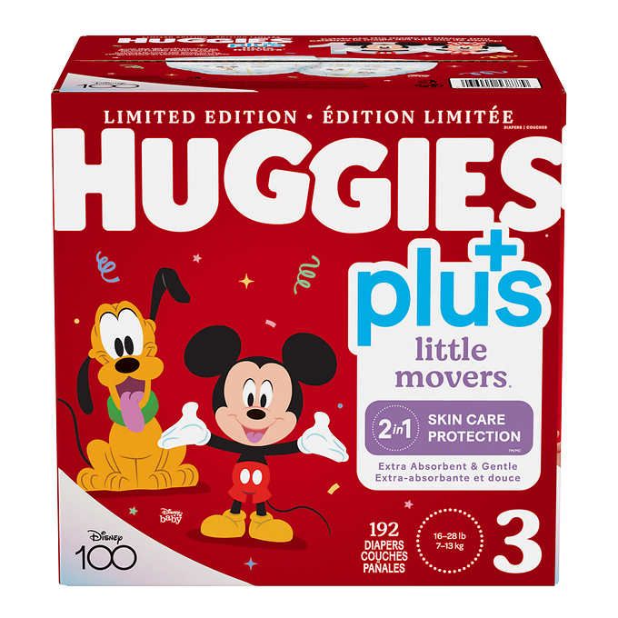 HUGGIES Little Movers Plus Diapers, Sizes 3 - 6 Disney 100周年限量特別版最新嬰兒紙尿片Size 3-6