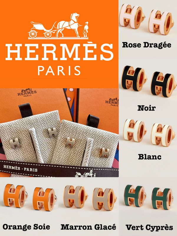 Hermes Mini Pop H earrings in Rose Gold (玫瑰金邊）