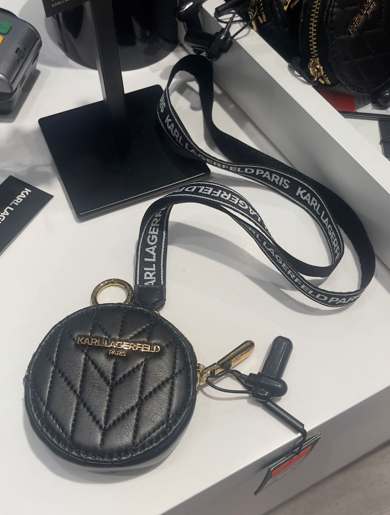 Karl Lagerfeld KOSETTE CIRCLE COIN PURSE LANYARD 羊皮