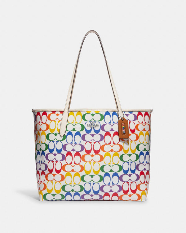 Coach City Tote In Rainbow Signature Canvas