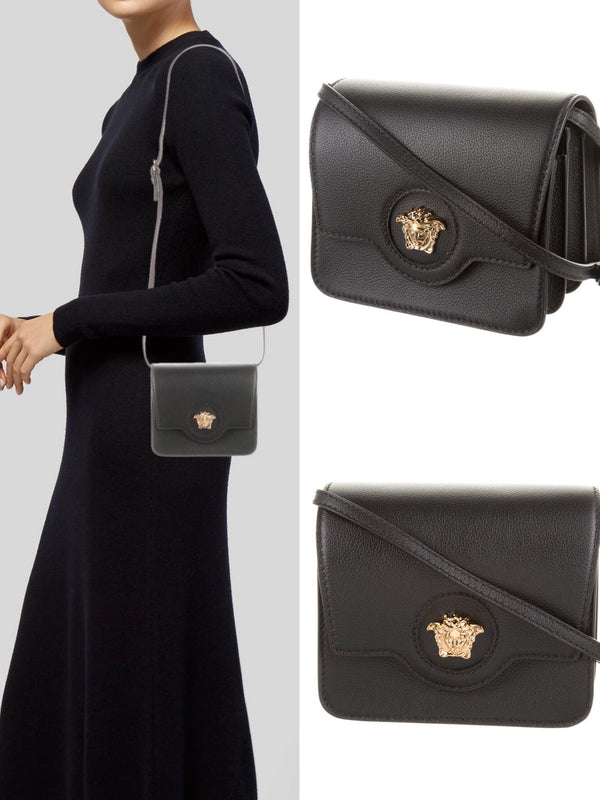 VERSACE Leather LA MEDUSA LOGO Crossbody Bag