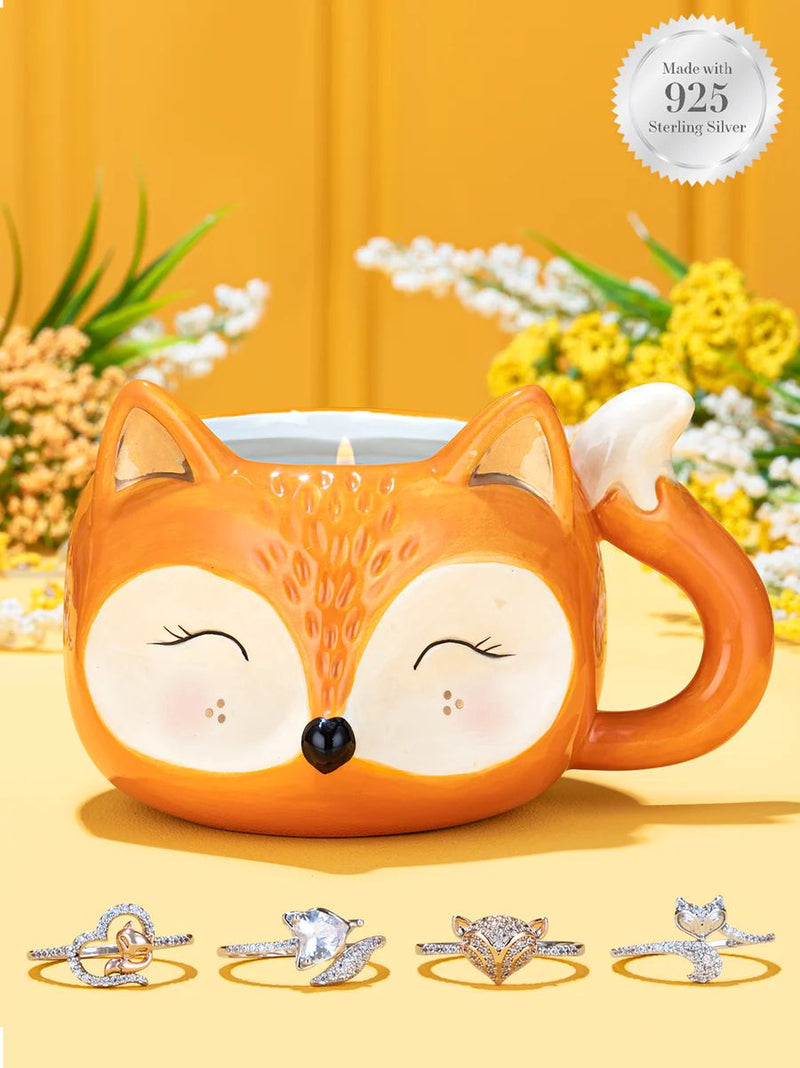 Charmed Aroma Fox Mug Candle - 925 Sterling Silver Fox Ring Collection狐狸杯蠟燭-925純銀狐狸戒指系列