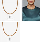 PANDORA Golden Tan Leather Feather Choker Necklace SIZE 15'