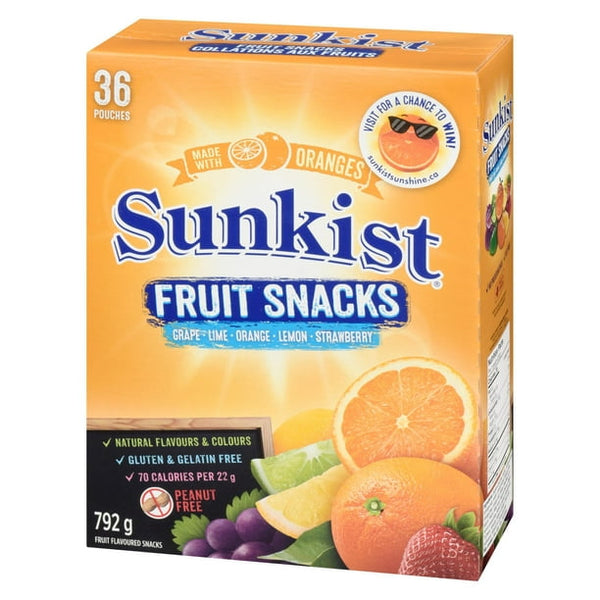 Sunkist Fruit Snacks, 792g, 36 pouches 新奇士果汁軟糖 (36包x22g )