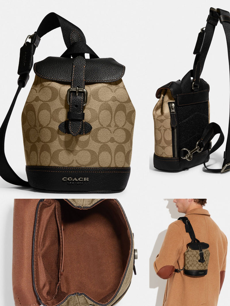 Coach Hudson Small Pack In Signature Canvas