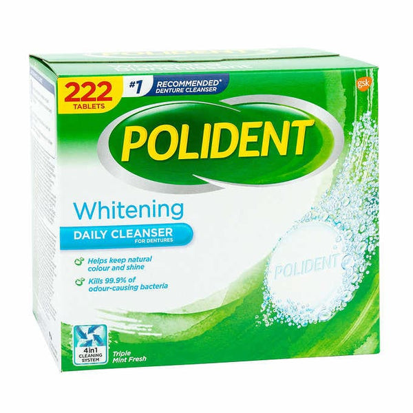 Polident Whitening Daily Cleanser, 222 Tablets 假牙清潔片222粒