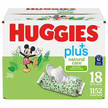 Huggies Natural Care Plus Wipes1152CT 天然護理敏感嬰兒巾濕巾（1152張）18-pack of 64