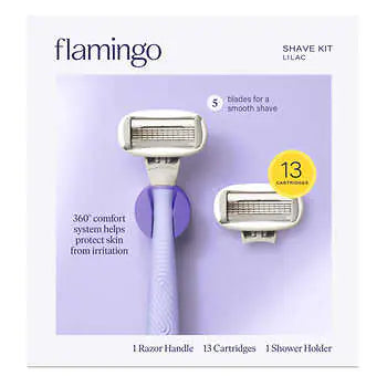 Flamingo Razor Shave Kit, 1 Lilac Handle + 13 Cartridges 女士 13 刀片剃須刀套裝