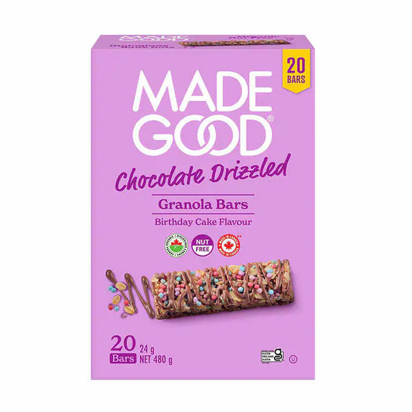 MadeGood Chocolate Drizzled Birthday Cake Flavour Granola Bar, 20 × 24 g有機生日蛋糕營養棒 480 g