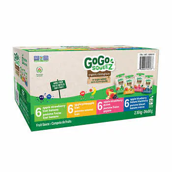 GoGo SQUEEZ Organic Exotic Fruit Sauce Variety Pack, 24 × 90 g有機水果蓉(24包 x 90g)