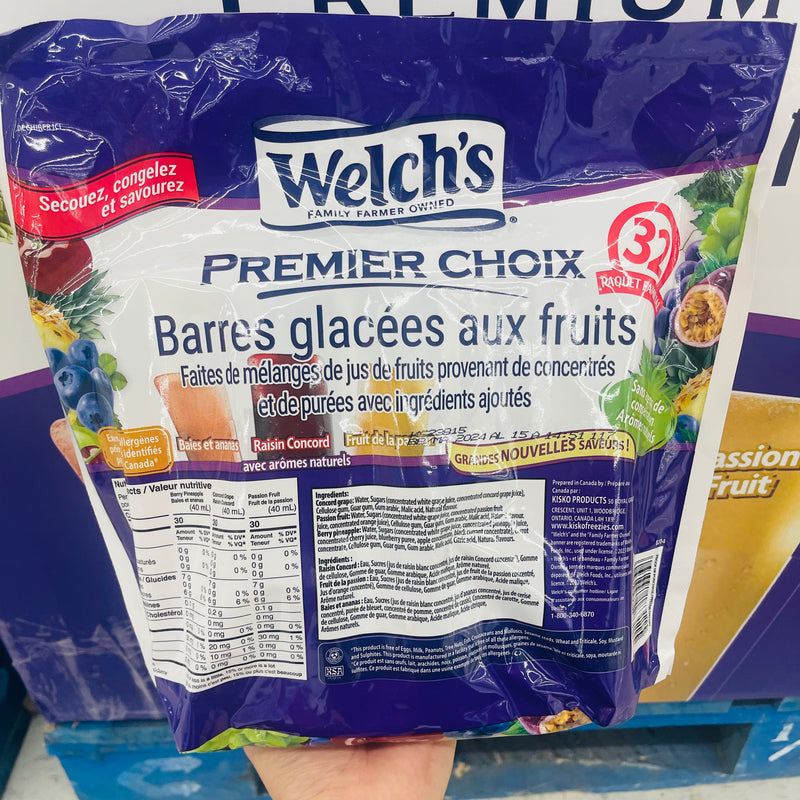 Welch's Juice Ice Bars 100%真正有機果汁冰條(1包32條)