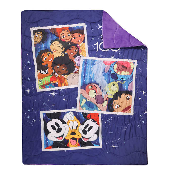 Disney 100th Anniversary - Quilted Down Alternative Blanket 60" x 80"迪士尼100週年紀念-絎縫羽絨毯子(60英寸x80英寸)