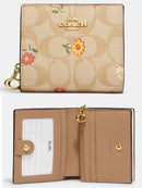 Coach Snap Wallet In Signature Canvas With Nostalgic Ditsy Print