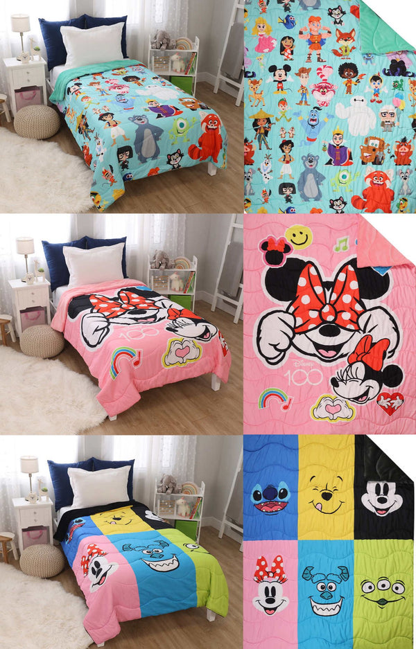 Disney 100th Anniversary - Quilted Down Alternative Blanket 60" x 80"迪士尼100週年紀念-絎縫羽絨毯子(60英寸x80英寸)