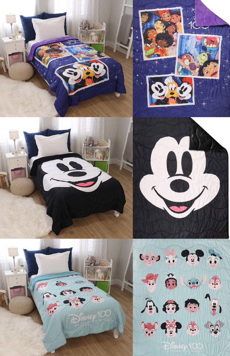 Disney 100th Anniversary - Quilted Down Alternative Blanket 60" x 80"迪士尼100週年紀念-絎縫羽絨毯子(60英寸x80英寸)