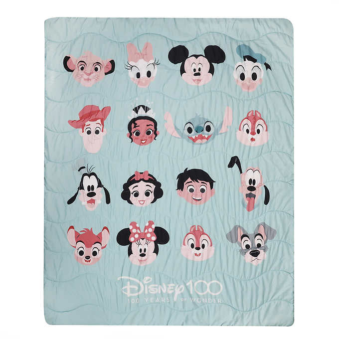 Disney 100th Anniversary - Quilted Down Alternative Blanket 60" x 80"迪士尼100週年紀念-絎縫羽絨毯子(60英寸x80英寸)