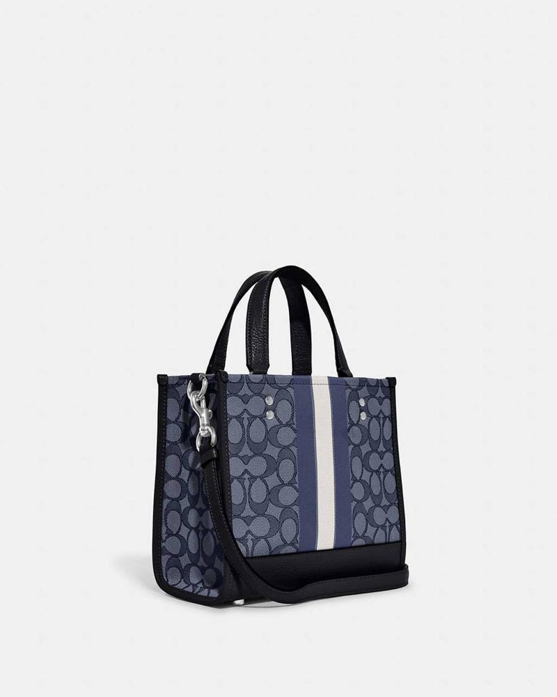 COACH DEMPSEY TOTE 22 IN SIGNATURE JACCQUARD Navy