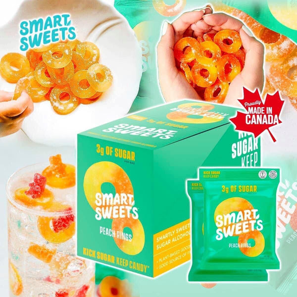 Smart Sweets peach rings 低糖低卡蜜桃戒指糖 250g （50gx5包)